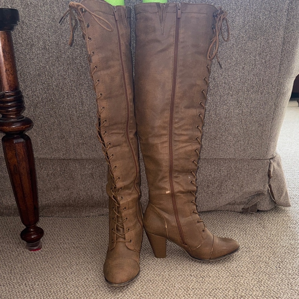 Forever Women’s Lace-Up Knee-High Boots